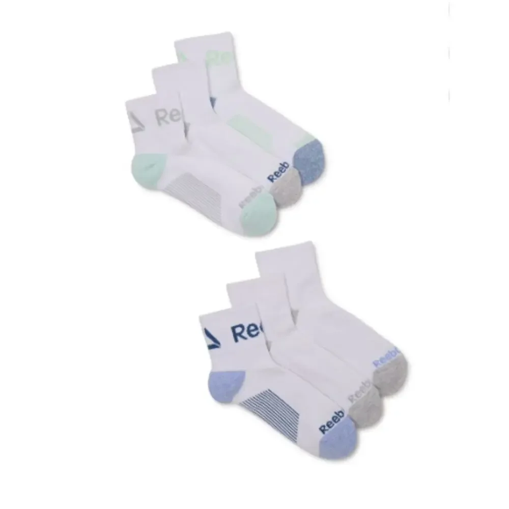 Reebok Target Cushion White Ankle Socks 6 Pairs Shoe Size 4-9 Comfort NEW Womens